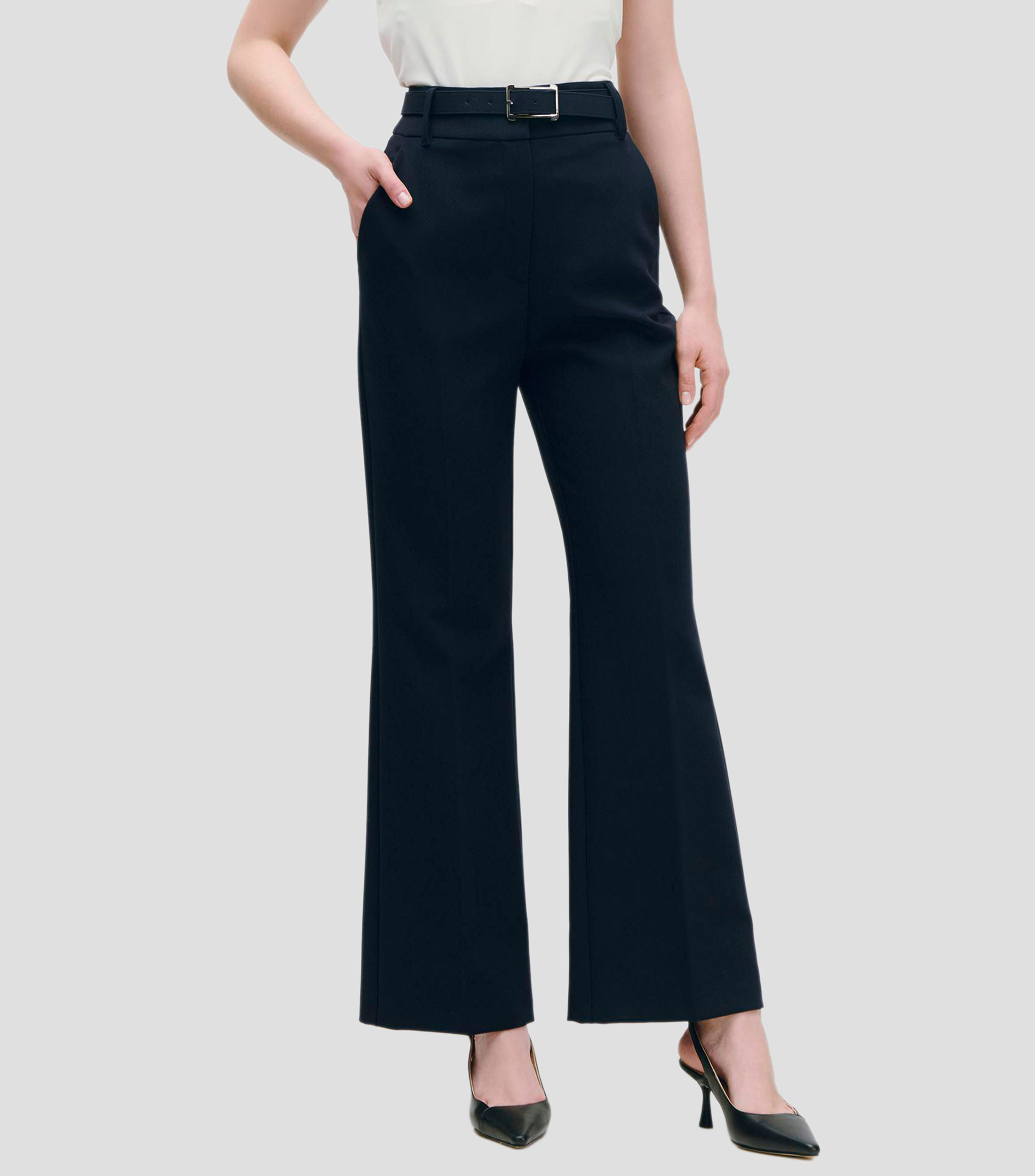 Pantalón Recto Fluido Tiro Alto Mujer
